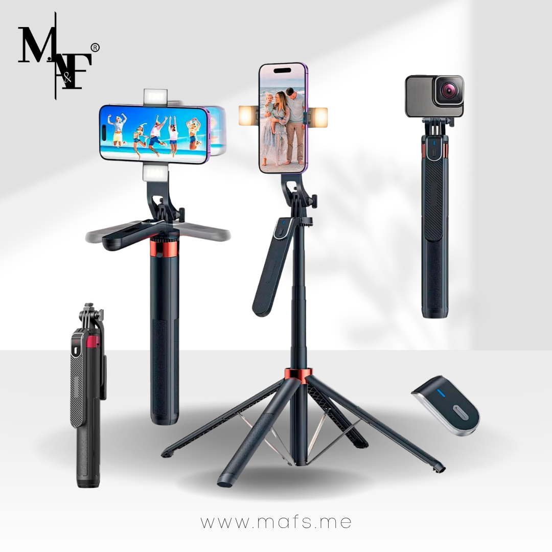 M.A&F's 180cm Selfie Stick Tripod, All in One Extendable Phone Tripod Stand with 360° Rotation for iPhone and Android Phone Selfies-Vlogging, Live Streaming.