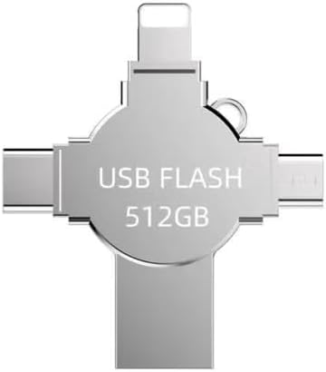 512GB OTG 4 in 1 USB Flash Drive for iPhone,External Storage Thumb Drive Photo Stick USB 3.0 Memory Stick Jump Drive PhotoStick for iPad, Android,PC (512.0, GB)
