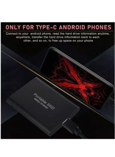 Portable External Hard Drive, Mini SSD Hard Drives,Solid State External Drives,Computer Backup Drive,USB 3.1 to Type-C Support Data Storage Transfer for Windows XP PC Laptop and Mac