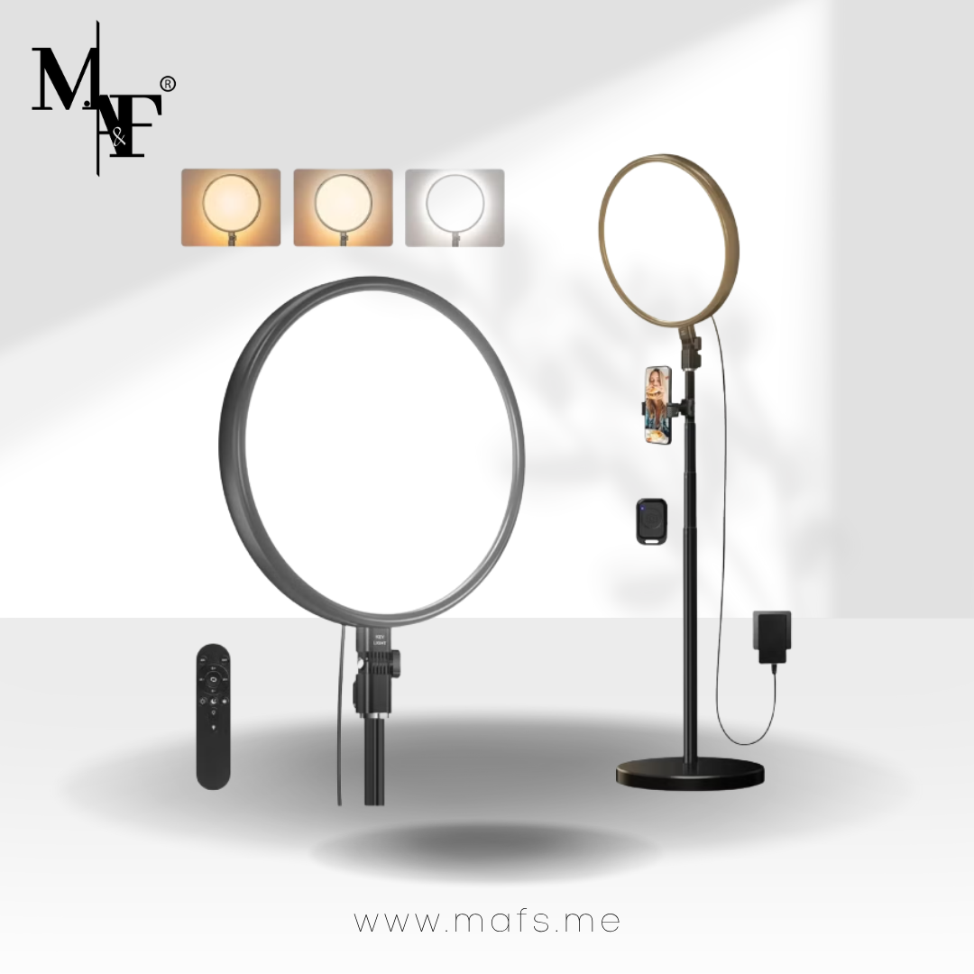 M.A&F's 13" Large Ring Light 79" Stand with Remote & Phone Holder Kit,6500k Dimmable Professional Full-Screen LED Photography Light Soft Light for Video Shooting/Meetings/Podcast/TikTok/Live Streaming