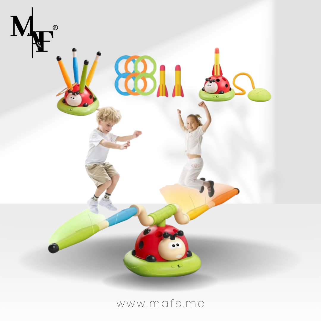 M.A&F's 3 in 1 Musical Rope Jump Toy, Ring Toss Game Toy, Stomp & Launch Rocket Launcher, Electronic Fitness Jump Rope Toy for Kids, Kids Toy Sports & Indoor Outdoor Game for 3-5, 6-8,10+ Year Old Boys Girls