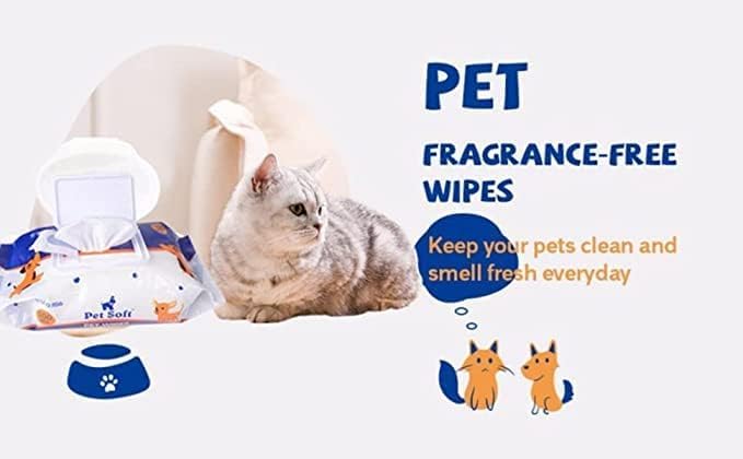 Dog Wipes Cleaning Deodorizing Grooming Wipes Hypoallergenic Puppy Paw Wipes for Doggie Cat Face Body Bult Eye Extra Thick Strong Soft Alcohol Free 8X6 INCH (2 bag=200 pieces)