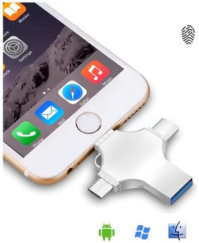 512GB OTG 4 in 1 USB Flash Drive for iPhone,External Storage Thumb Drive Photo Stick USB 3.0 Memory Stick Jump Drive PhotoStick for iPad, Android,PC (512.0, GB)