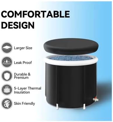 BIG DIPPER ICE BATH (XXL) Portable Tub for Cold Water Therapy Recovery/Training - Premium Ice Bathtub with Lid for Athletes Cold Plunge (Black)