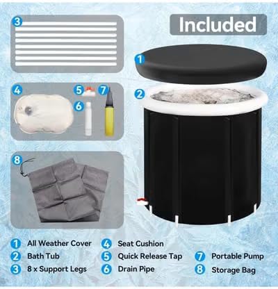BIG DIPPER ICE BATH (XXL) Portable Tub for Cold Water Therapy Recovery/Training - Premium Ice Bathtub with Lid for Athletes Cold Plunge (Black)
