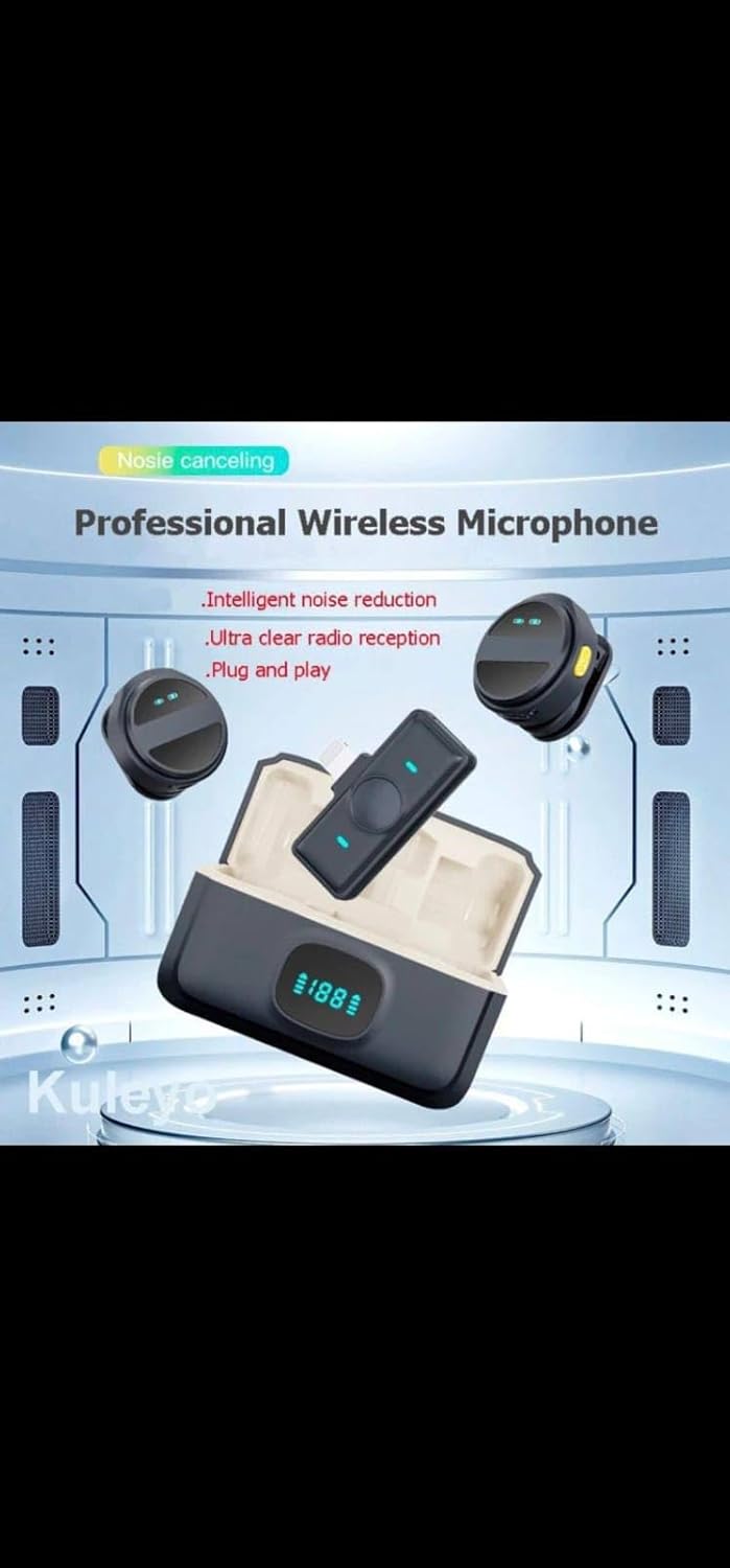 Wireless Lavalier Microphone for iPhone/Android, Mini Lapel Mic with Charging Case, Magnetic Clip, Noise Cancelling, 300FT Range, Condenser Mic for Stream, Vlog, TikTok and YouTube