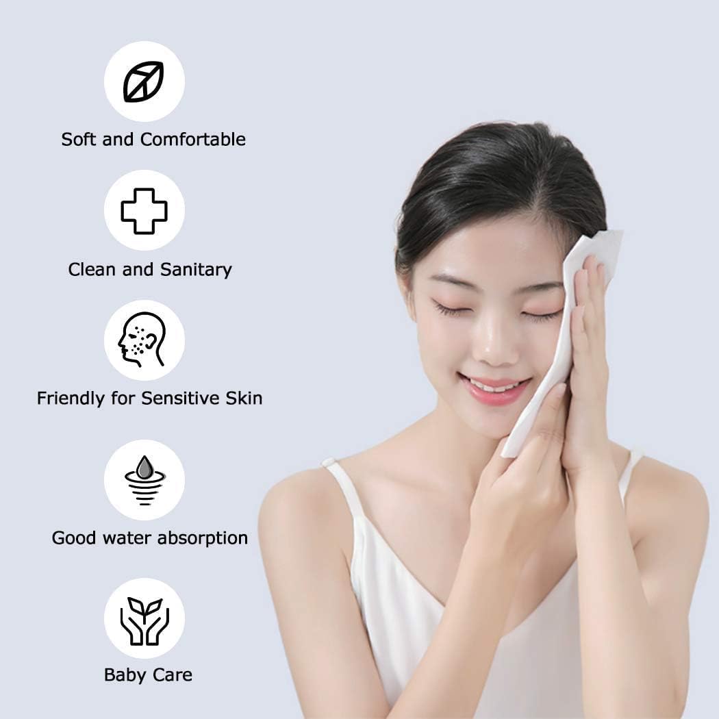 M.A&F's 100PCS Large Disposable Face Towel, Facial Eye Nail Make up Removing Cotton Tissue, Multipurpose Cotton Towel Tissue for Skin Care, Reusable Cotton Pads, Wet & Dry Use