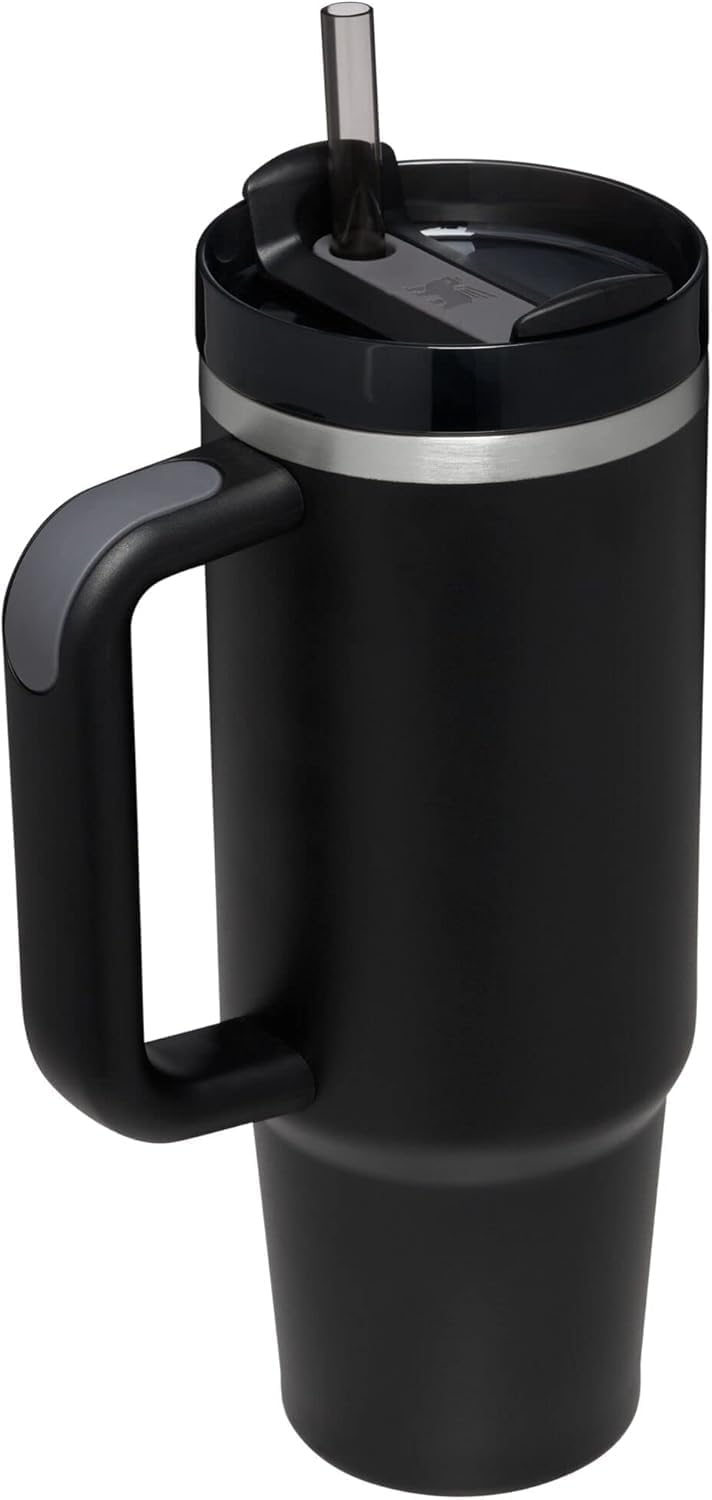 Quencher H2.0 FlowState Stainless Steel Vacuum Insulated Tumbler with Lid and Straw for Water, Iced Tea or Coffee, Smoothie and More Black