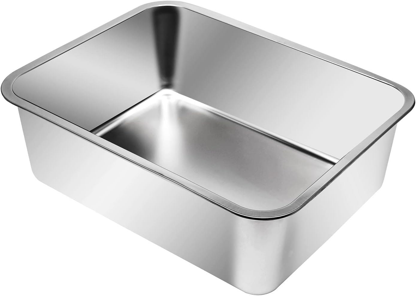 M.A&F's Extra Large Stainless Steel Open Cat Litter Box with High Sides, Metal Litter Pan for Cat, 23.6 x 15.7 x 5.9 inches