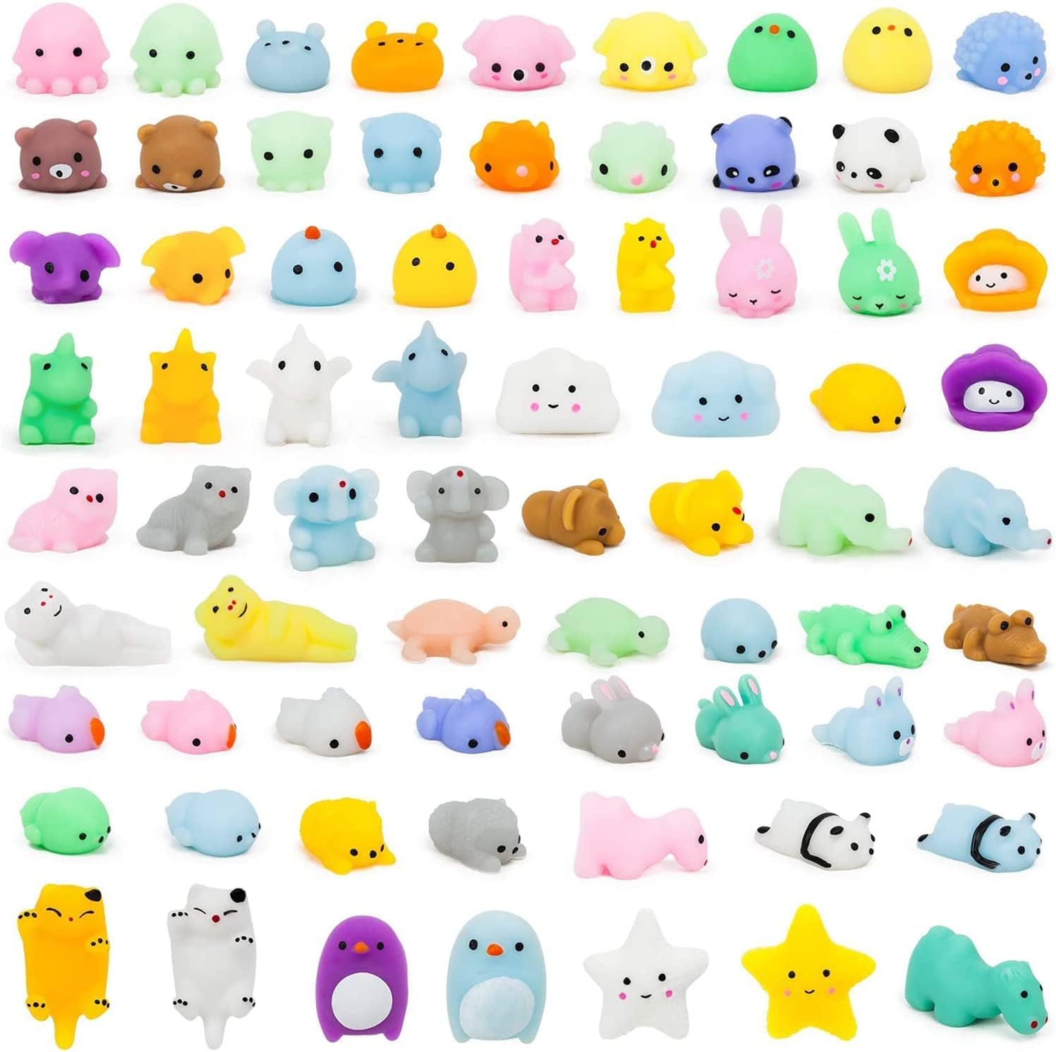40 Pcs Kawaii Squishies, Mochi Squishy Toys for Kids Party Favors, Mini Stress Relief Toys for Party Favors, Classroom Prizes, Birthday Gift, Goodie Bag Stuffers (Animals)