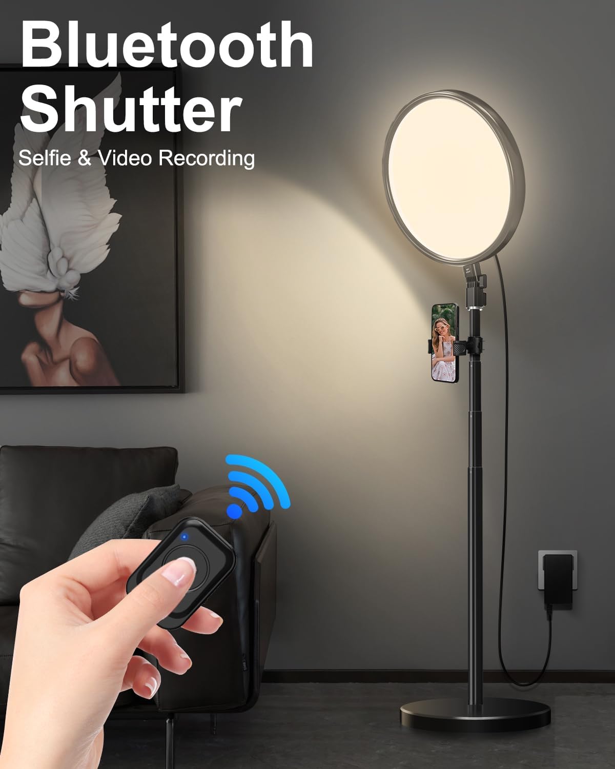 M.A&F's 13" Large Ring Light 79" Stand with Remote & Phone Holder Kit,6500k Dimmable Professional Full-Screen LED Photography Light Soft Light for Video Shooting/Meetings/Podcast/TikTok/Live Streaming
