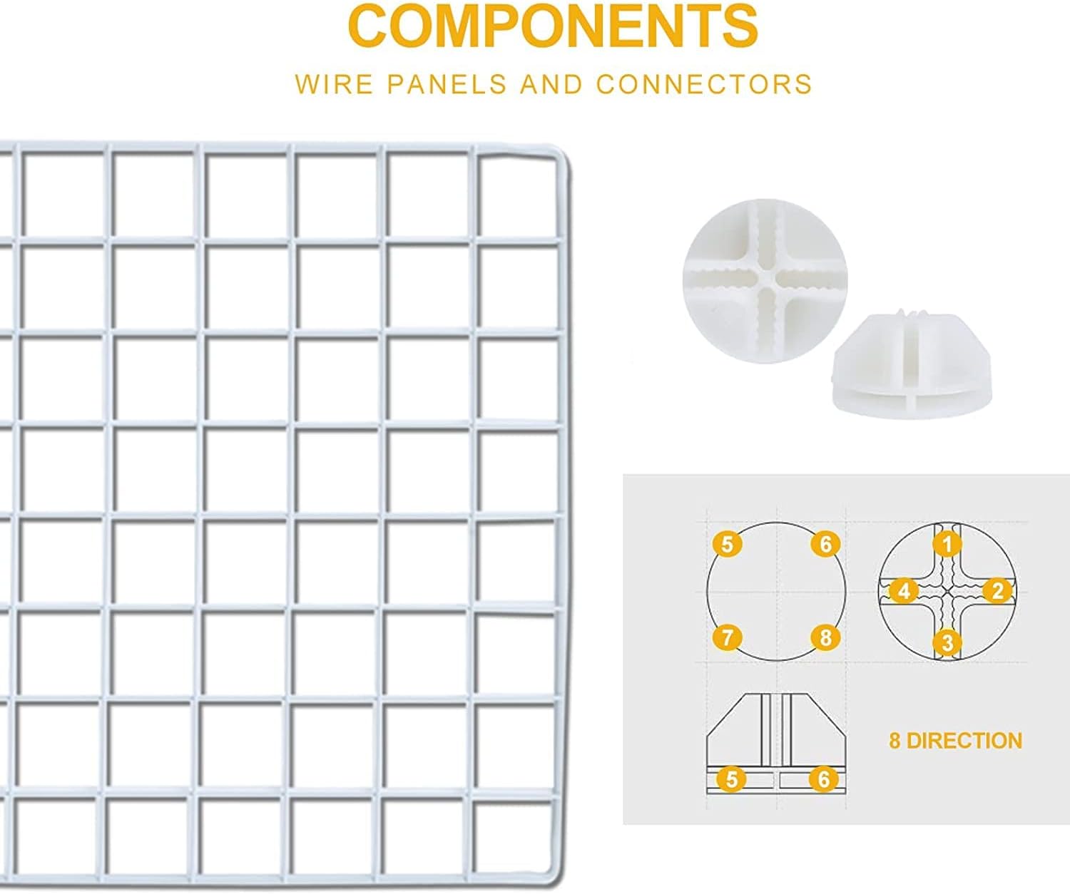 Animal Cage Portable pet panels,Pigs, Rabbits,Dog Cage,Cat Cage Crate Fence Tent for Indoor Outdoor (STYLE D, WHITE)