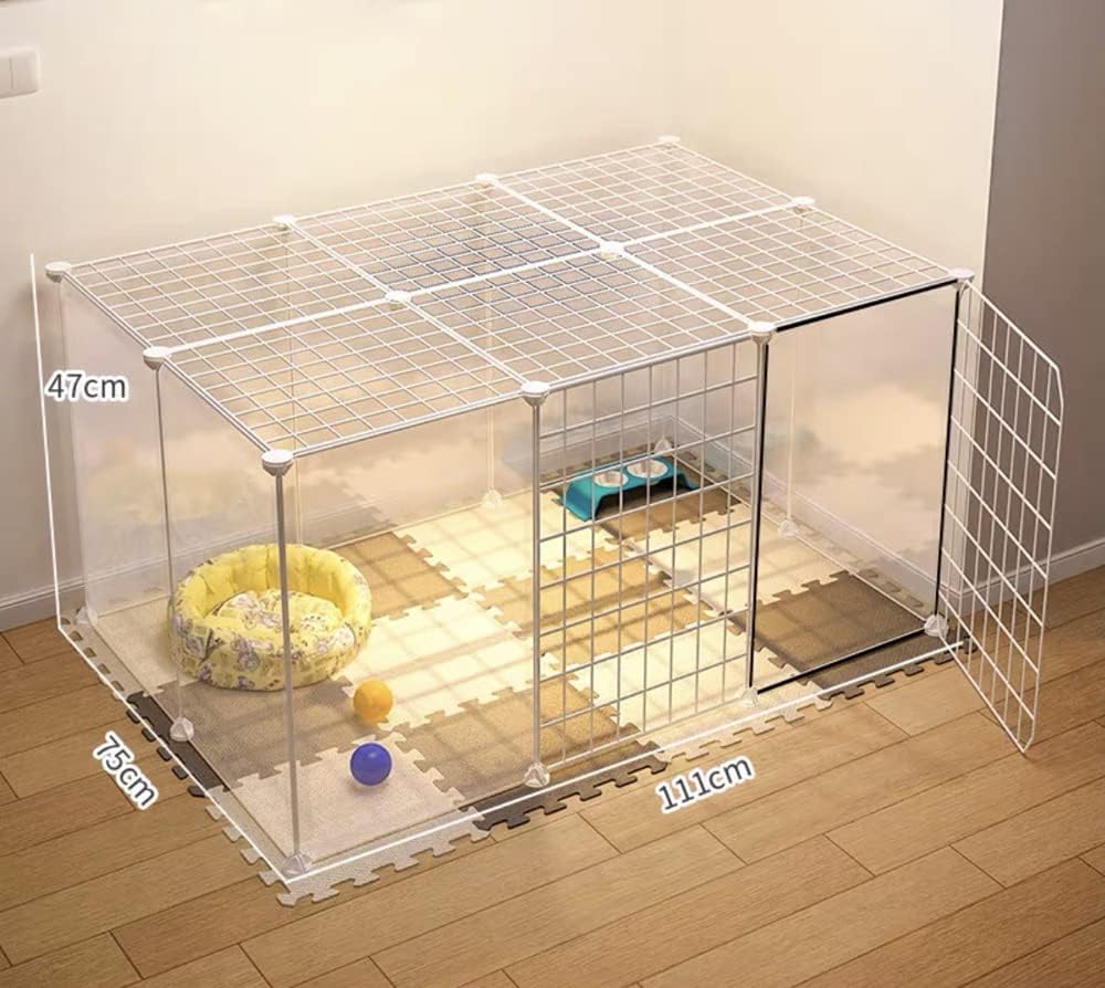 Animal Cage Portable pet panels,Pigs, Rabbits,Dog Cage,Cat Cage Crate Fence Tent for Indoor Outdoor (STYLE D, WHITE)