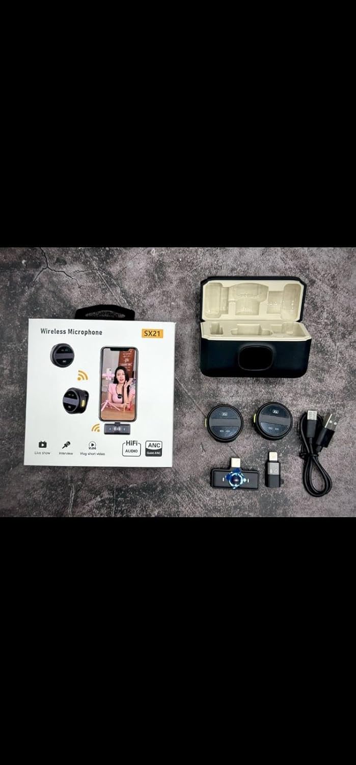 Wireless Lavalier Microphone for iPhone/Android, Mini Lapel Mic with Charging Case, Magnetic Clip, Noise Cancelling, 300FT Range, Condenser Mic for Stream, Vlog, TikTok and YouTube