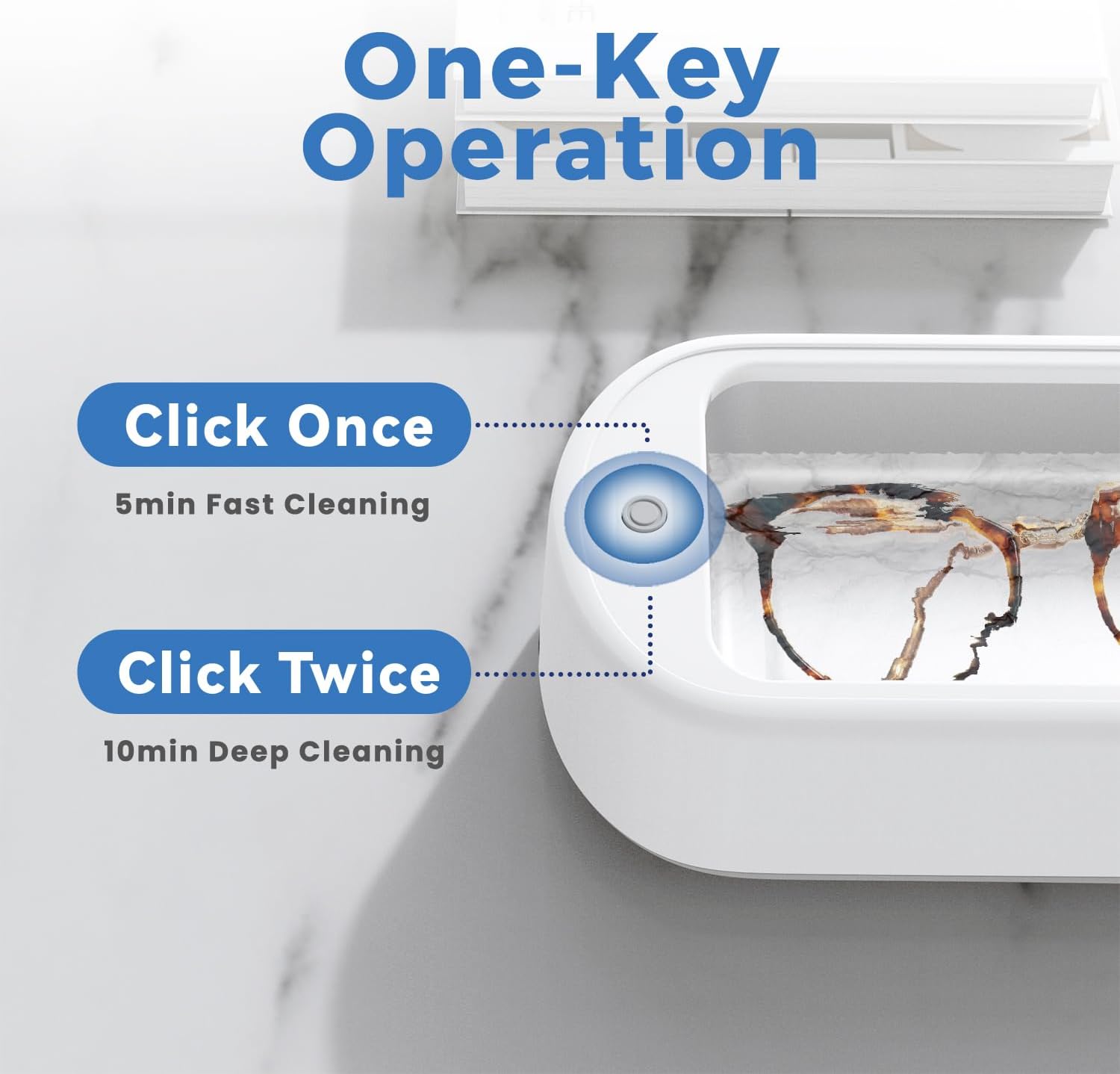 Ultrasonic Jewelry Cleaner, 40W 22oz (640ml) 48KHz Portable Professional Ultrasonic Cleaner for Eyeglass, Watches, Dentures, Ring, Blade Razor