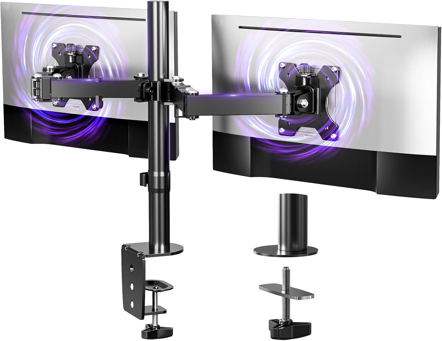LIFE Dual Monitor Arm - Height Adjustable Dual Monitor Arm for 13-27" Computer Screens UP to 8KGs, Ergonomic Heavy Duty Dual VESA Monitor Mount 75mm/100mm, Designed for Home, Office