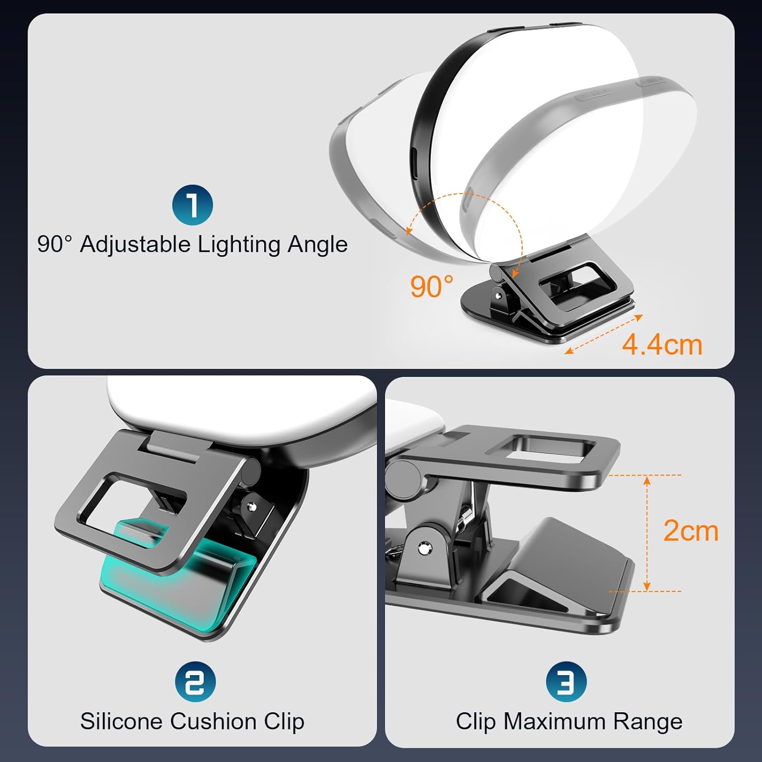M.A&F's 80 LED Full-Screen Selfie Light, Portable Fill Ring Light with 3 Lighting Modes 10 Bright Levels, CRI 95+, 2000 mAh Rechargeable Phone Light with Clip for iPhone Android Tablet Tiktok Video