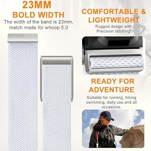 SuperKnit Band Strap, Nylon Wristband Compatible for WHOOP 5.0/MG, One, Peak, Life Devices – ECG Compatible Ultra-Soft, Band with U-Shape Silver Frame Adjustable Connector