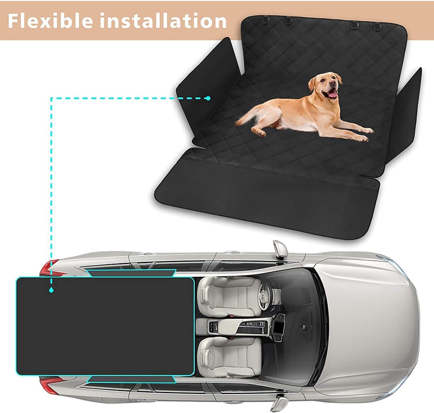 M.A&F's Dog trunk Car Seat Cover, Waterproof and Scratchproof Dog Cover,Anti slip large foot pad double Oxford car backrest cover,Suitable for automobiles SUV、 Small truck with bumper, large size(D)