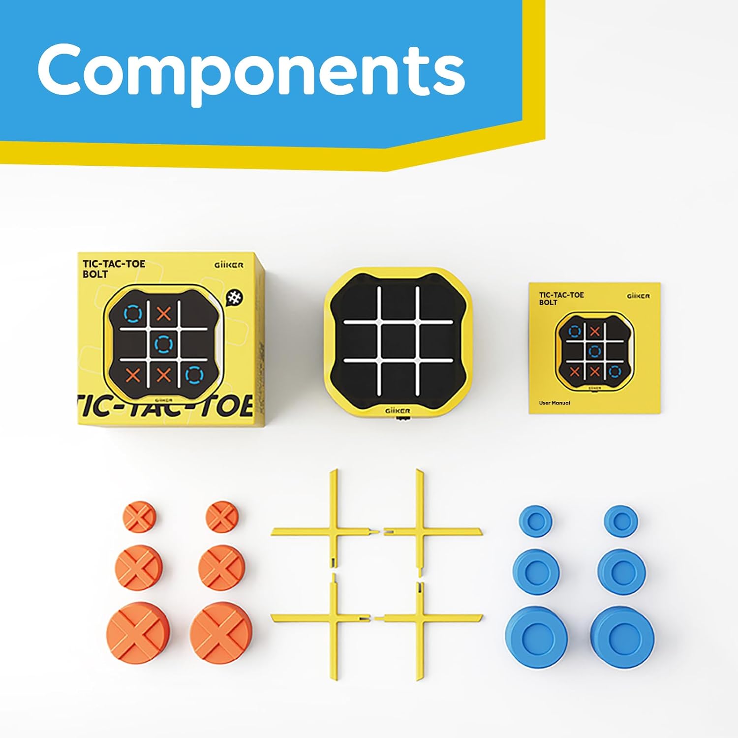 Tic Tac Toe Bolt Game, 3-in-1 Portable Travel Handheld Puzzle Game Console for Memory Growth, Fidget Toys Board Games for Kids and Adults, Birthday Gifts Family Game Night for All Ages