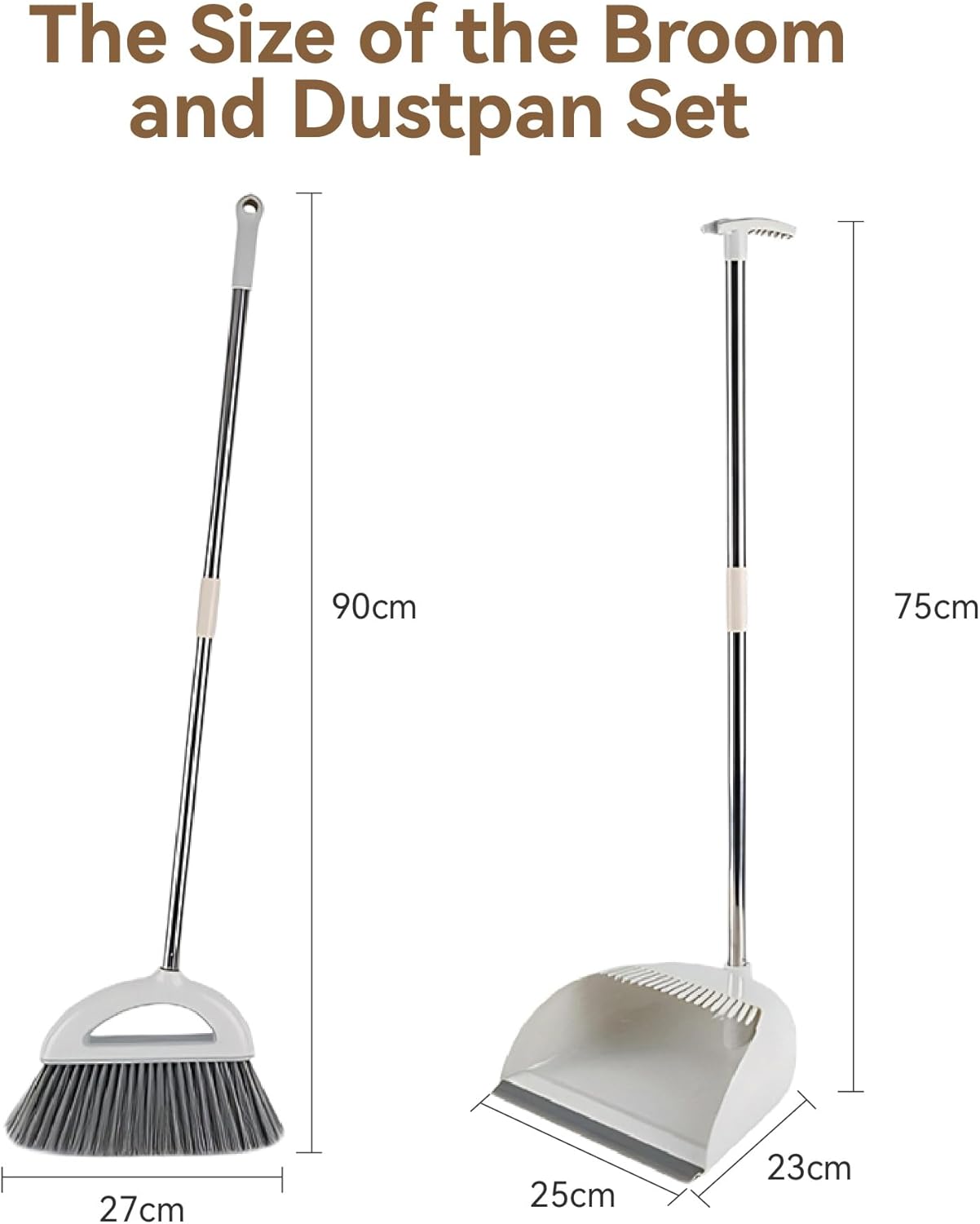 Broom And Dustpan Set, M.A&F's Standing Air Broom With Anti-Slip Long Handle & Dustpan Combo Set, Dust Pan And Brush For Home Kitchen Room Floor Cleaning Cleaning Supplies (Light Gray)