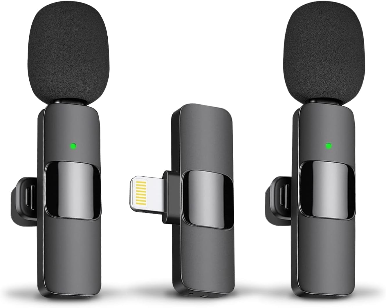 Professional Wireless Lavalier Lapel Microphone for iPhone, iPad - Cordless Omnidirectional Condenser Recording Mic for Interview Video Podcast Vlog YouTube, Bluetooth, Black