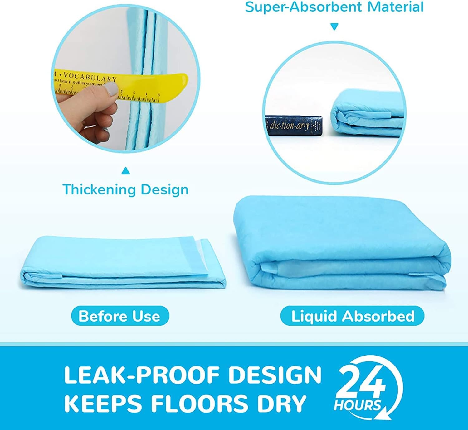 Dog and Puppy Training Pads （40 Pack）, Disposable Dog Pee Pads, Ultra Absorbent & Leak-Proof Pet Underpads, Dry Quickly Pee Pad for Dog Cats Rabbits or Other House Training Pets (60*60 cm)