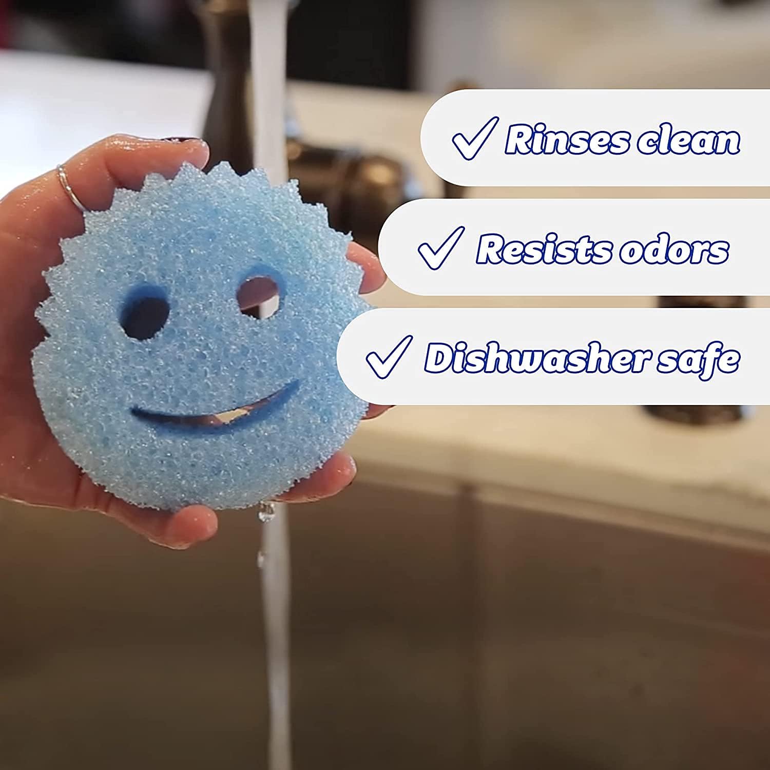 Scrub Daddy Original 4 Pack, Cleaning Sponges for Washing Up, Dish and Kitchen Sponge - as used by Mrs Hinch, Non Scratch Multi-Use Scrubbing, With FlexTexture Firm and Soft Design, Dishwashing Safe