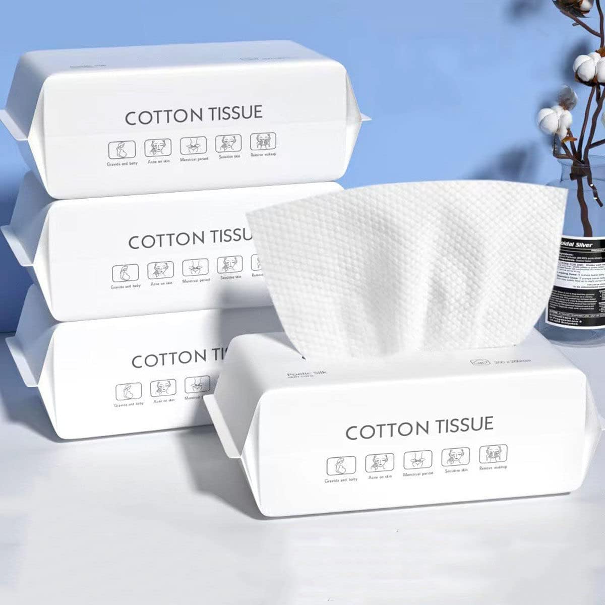 4Packs Disposable Face Towel Soft Washcloths Facial Cleansing Cotton Tissue Wet Dry Wipes Makeup Remover Towel for Skincare