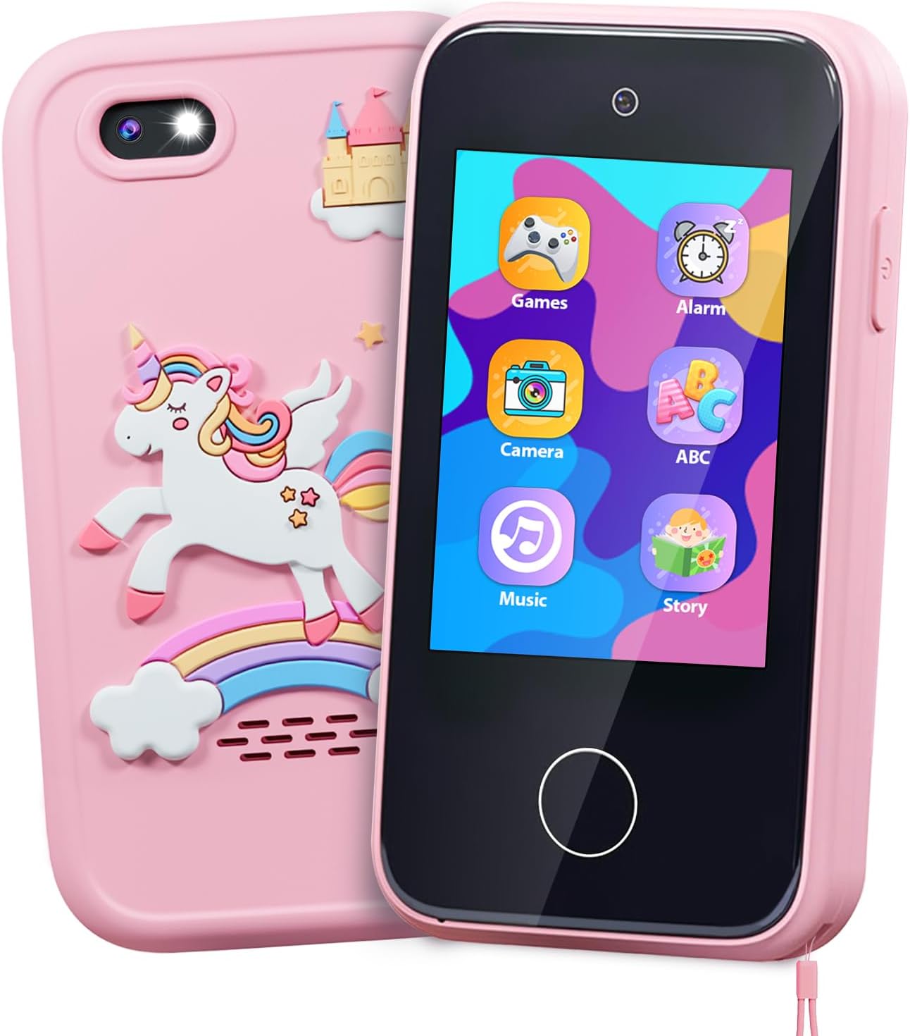 Kids Smart Phone Toys for Girls Ages 3-7 with Dual Camera - Toddler Phone Toys with Learning Games, Travel Toys with MP3 Music Player for Birthday Gifts for 3 4 5 6 7 Year Old Kids (Pink1)