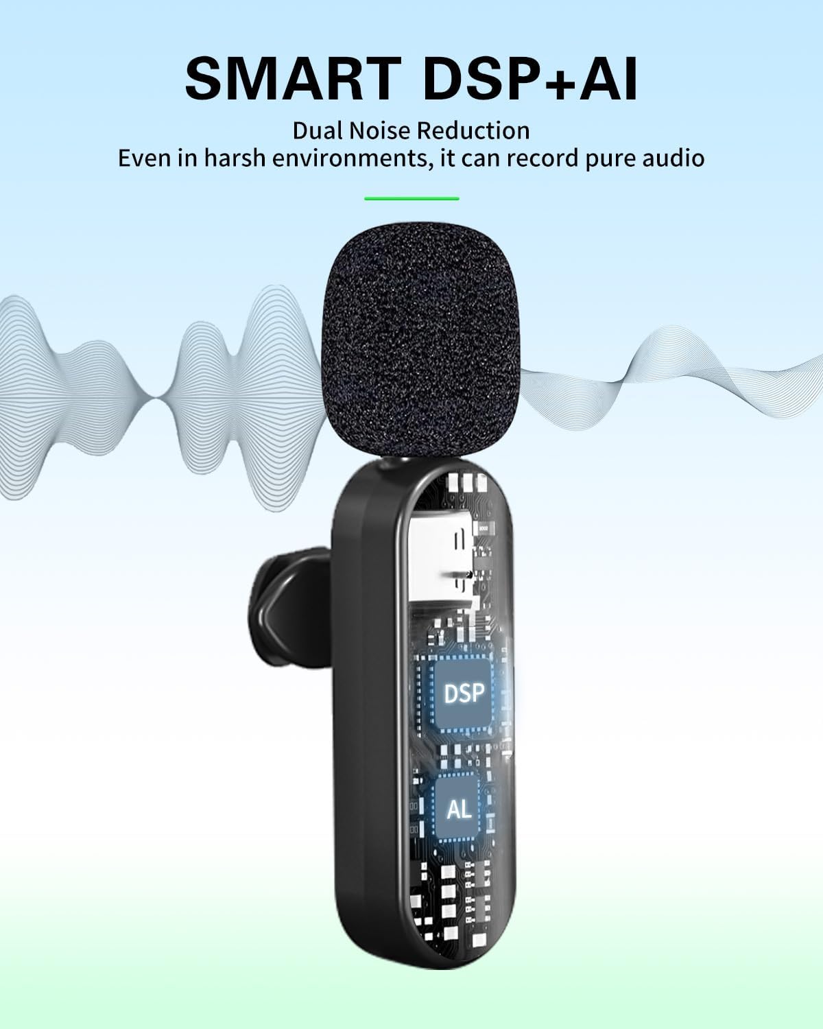 Mini Microphone for iPhone Android Camera iPad USB-C, 4 in 1 Professional Wireless Lavalier Lapel Microphone for Recording, Live Stream, YouTube, Facebook, TikTok, Vlog (2 Pcs)