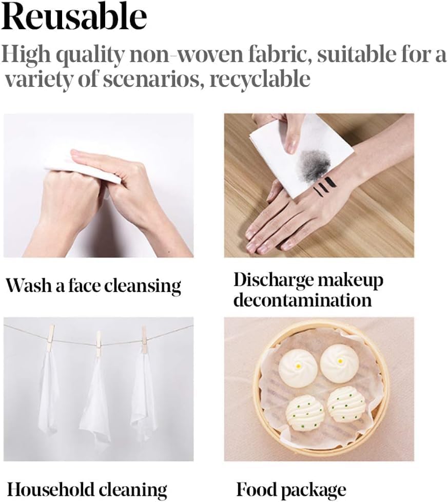 M.A&F's 100PCS Large Disposable Face Towel, Facial Eye Nail Make up Removing Cotton Tissue, Multipurpose Cotton Towel Tissue for Skin Care, Reusable Cotton Pads, Wet & Dry Use