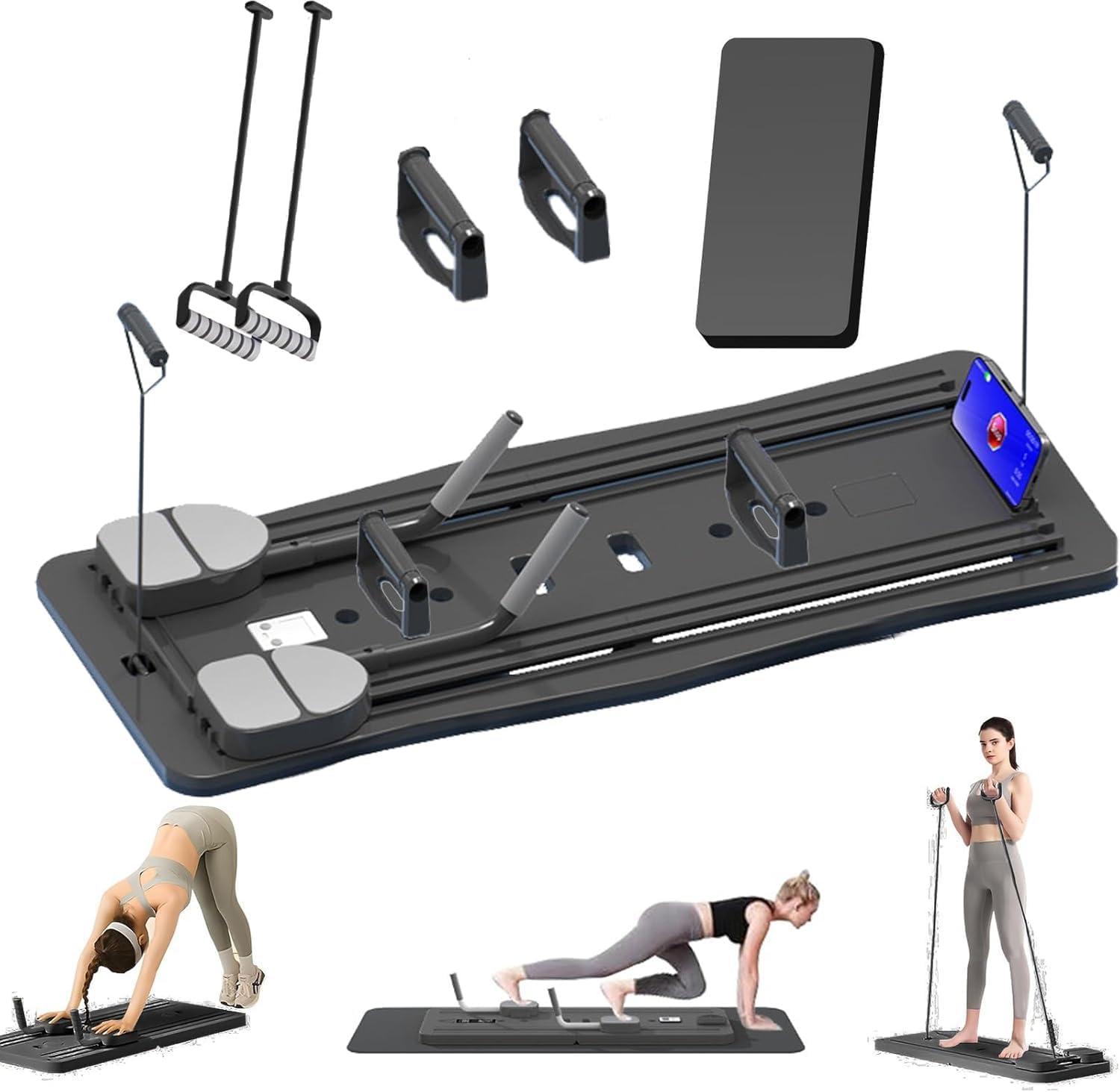 M.A&F's Foldable 5-in-1 Pilates Reformer Board with Abdominal Trainer – Multi-Purpose Portable Pilates Machine for Home Gym, Full Body Workout Equipment for Beginners & Advanced Users