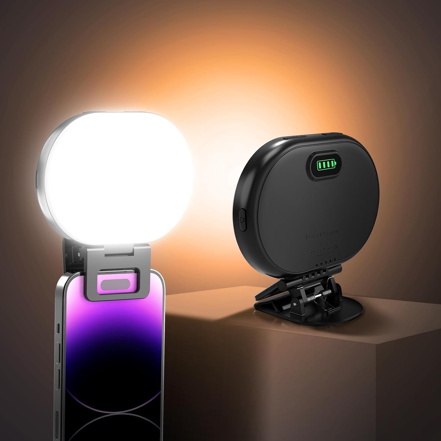 M.A&F's 80 LED Full-Screen Selfie Light, Portable Fill Ring Light with 3 Lighting Modes 10 Bright Levels, CRI 95+, 2000 mAh Rechargeable Phone Light with Clip for iPhone Android Tablet Tiktok Video