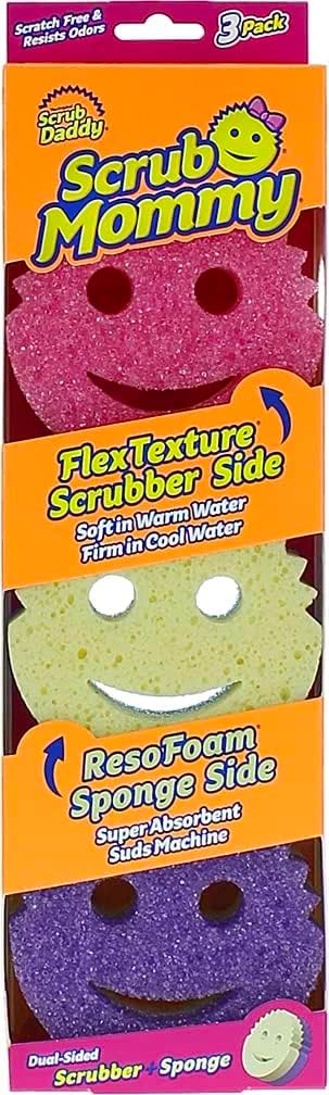 M.A&F's Scrub Mommy Dual Sided Scrubber and Sponge Scratch Free & Resists Odors 3 Count 1 ea, Multicolor