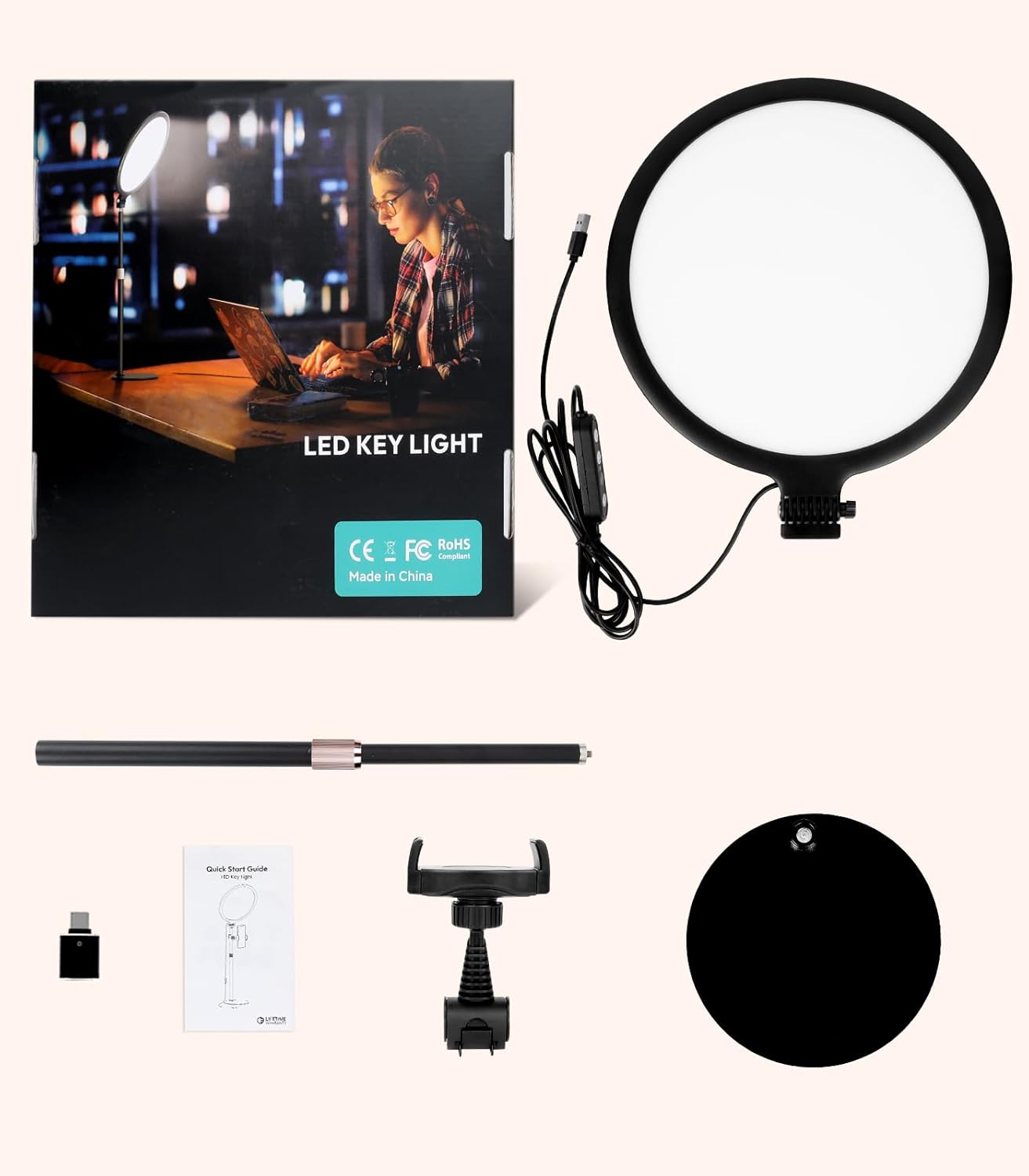 M.A&F's Ring Light with Extendable Stand for Video Shooting, 10.5 inch Full-Screen Desk Ringlight for Laptop Mobile Phone, Dimmable LED Photography Light for Computer Zoom Meeting Live Streaming Selfie