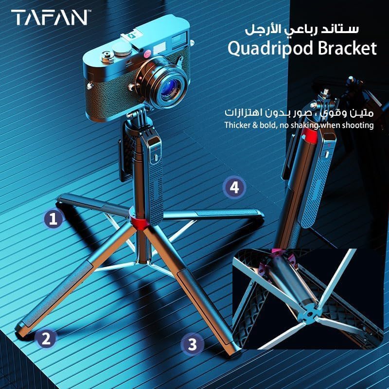 M.A&F's 180cm Selfie Stick Tripod, All in One Extendable Phone Tripod Stand with 360° Rotation for iPhone and Android Phone Selfies-Vlogging, Live Streaming.