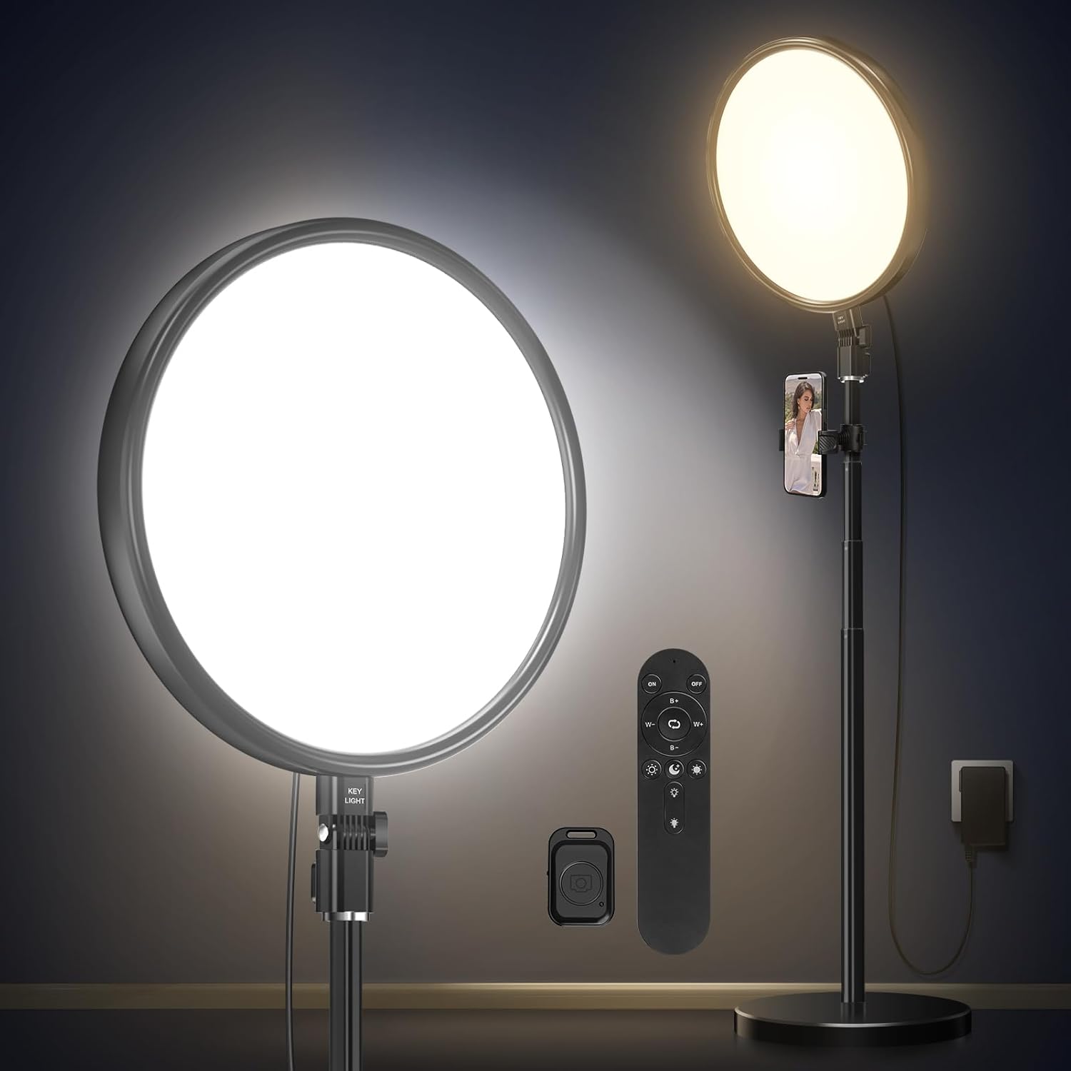 M.A&F's 13" Large Ring Light 79" Stand with Remote & Phone Holder Kit,6500k Dimmable Professional Full-Screen LED Photography Light Soft Light for Video Shooting/Meetings/Podcast/TikTok/Live Streaming