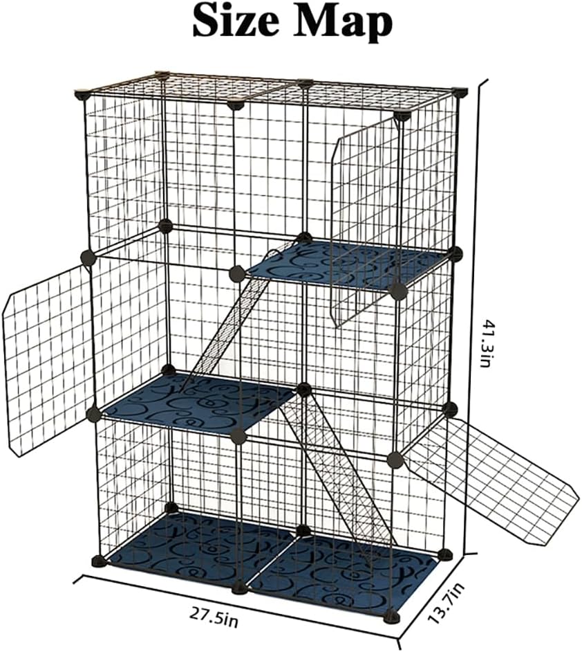 M.A&F's 3 Tier Cat Cage Indoor DIY Pet Playpen Detachable Metal Small Animal Cage Wire Ferret Cage Indoor Cat Kennels for Kitten Puppy Bunny