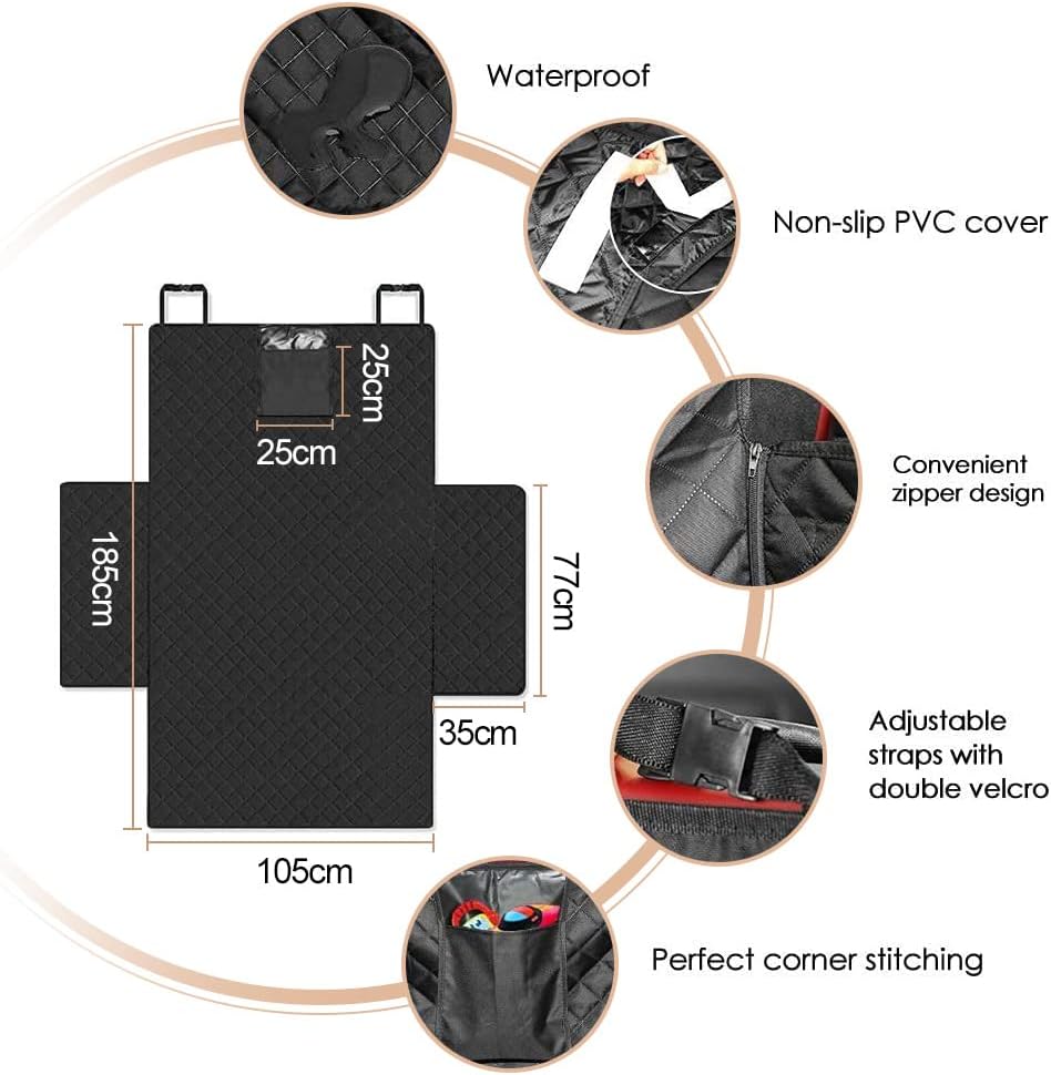 M.A&F's Dog trunk Car Seat Cover, Waterproof and Scratchproof Dog Cover,Anti slip large foot pad double Oxford car backrest cover,Suitable for automobiles SUV、 Small truck with bumper, large size(D)