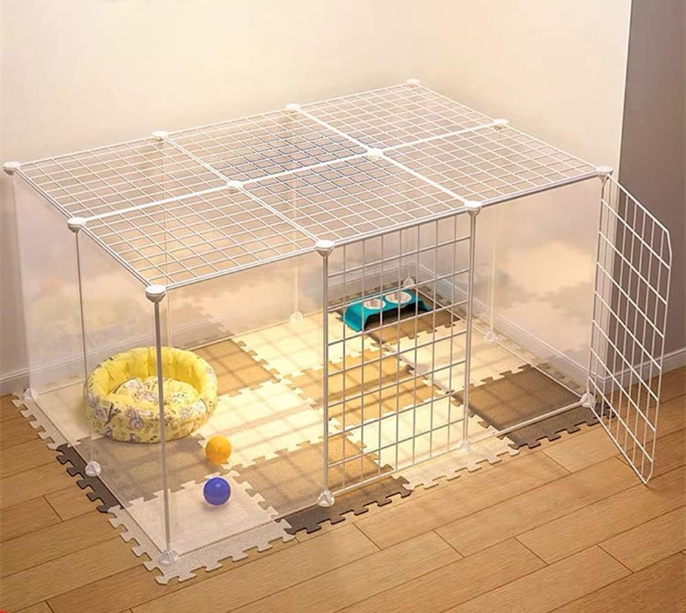 Animal Cage Portable pet panels,Pigs, Rabbits,Dog Cage,Cat Cage Crate Fence Tent for Indoor Outdoor (STYLE D, WHITE)