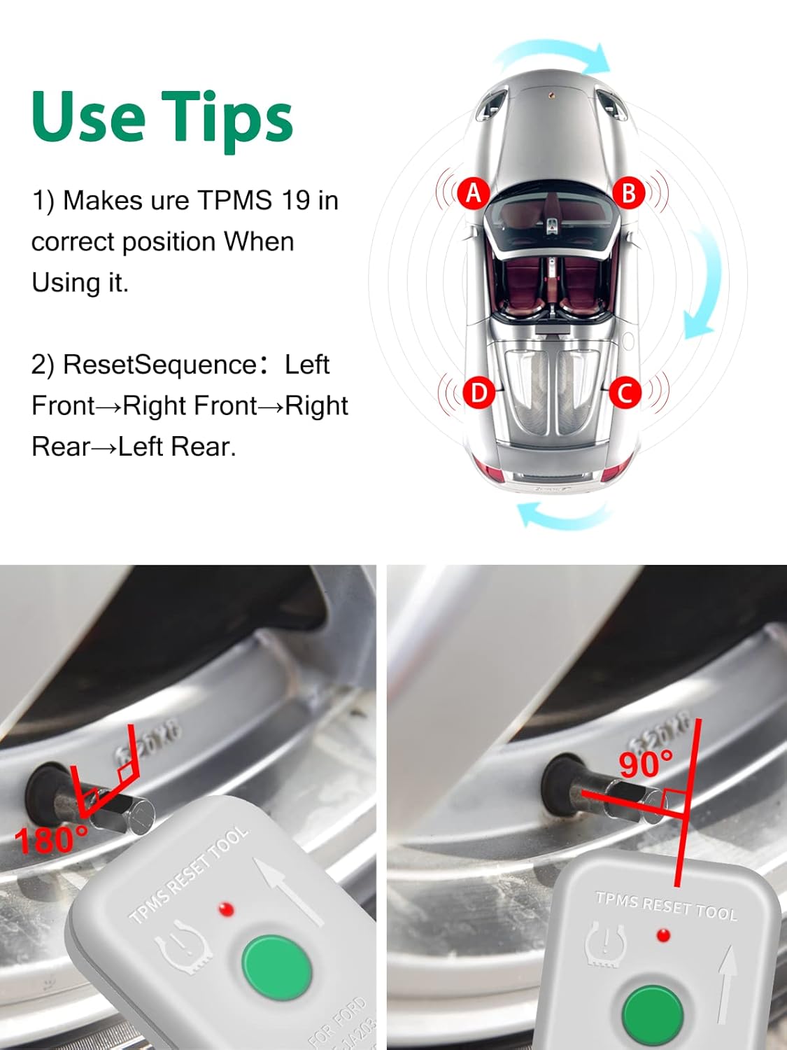 8C2Z-1A203-AB Ford TPMS Relearn Reset Tool Tire Pressure Monitor Sensor Program Train for Ford Escape Focus Mustang Expedition Explorer Lincoln Navigator Mercury Monterey Mariner Replace TPMS19