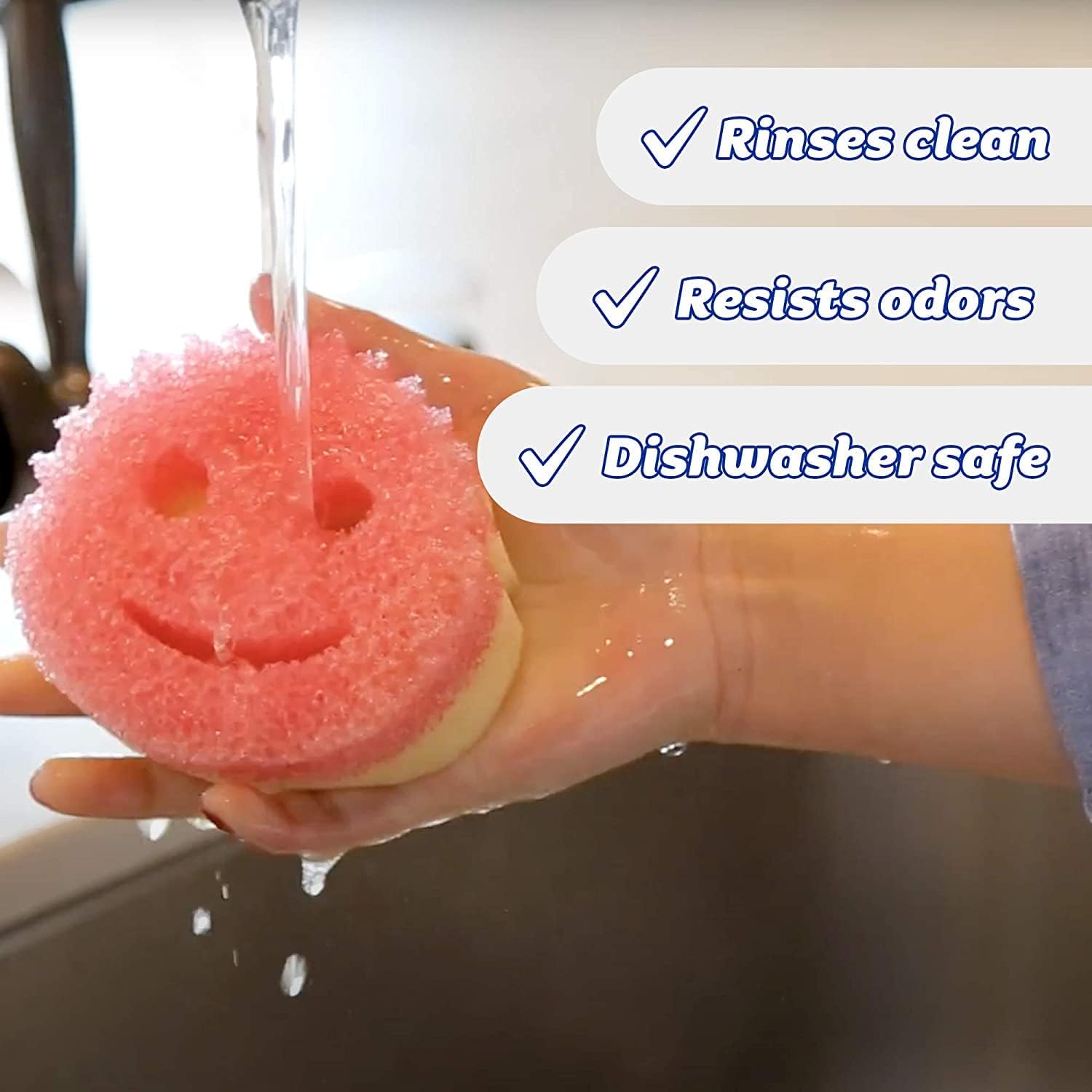 M.A&F's Dual Sided Sponge and Scrubber - Scrub Mommy - Scratch Free Sponge for Dishes and Home, Soft in Warm Water,Multi Surface 8 Count (Pack of 1)