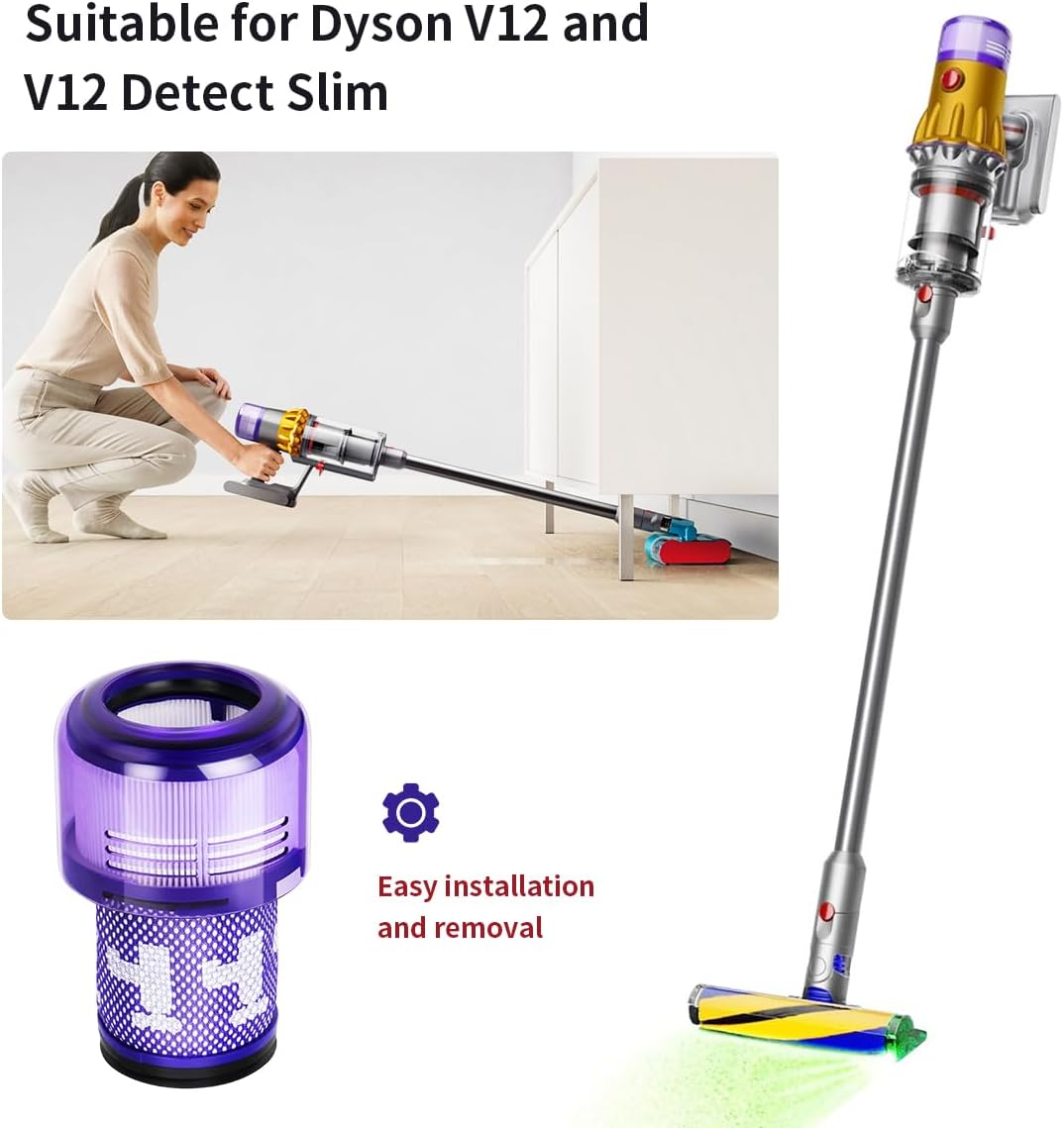 M.A&F's Replacement HEPA Filters for Dyson M.A&F's V12 Detect Slim,V12 Slim SV20 Removable and Washable Vacuum Cleaner Filter Replacement