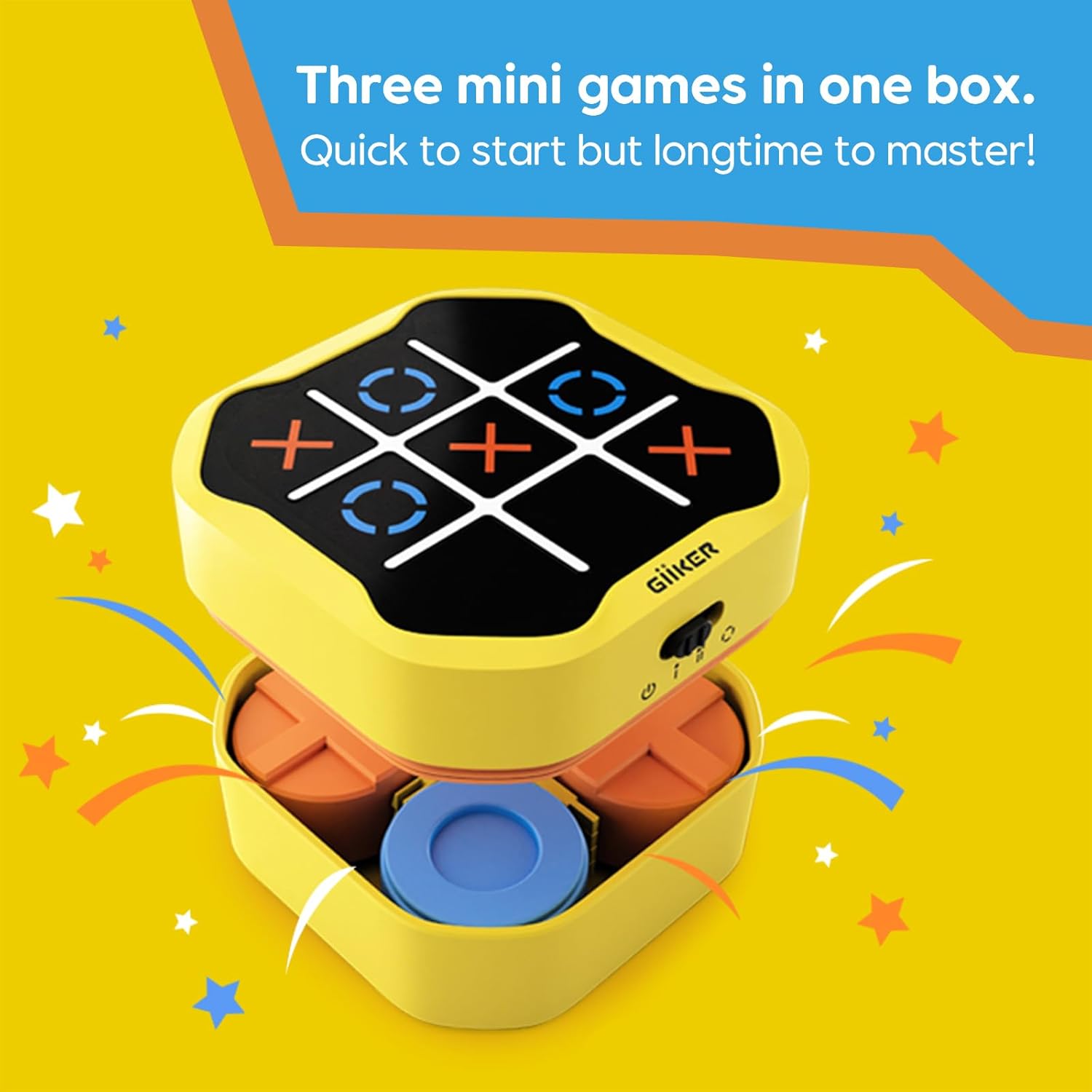 Tic Tac Toe Bolt Game, 3-in-1 Portable Travel Handheld Puzzle Game Console for Memory Growth, Fidget Toys Board Games for Kids and Adults, Birthday Gifts Family Game Night for All Ages