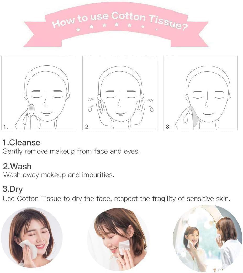 M.A&F's 100PCS Large Disposable Face Towel, Facial Eye Nail Make up Removing Cotton Tissue, Multipurpose Cotton Towel Tissue for Skin Care, Reusable Cotton Pads, Wet & Dry Use
