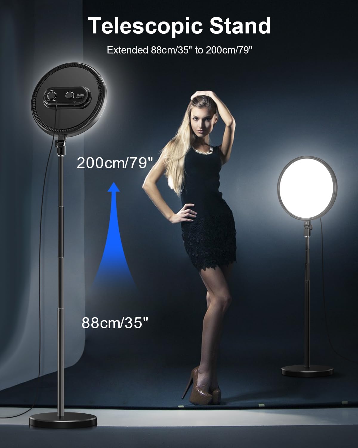 M.A&F's 13" Large Ring Light 79" Stand with Remote & Phone Holder Kit,6500k Dimmable Professional Full-Screen LED Photography Light Soft Light for Video Shooting/Meetings/Podcast/TikTok/Live Streaming