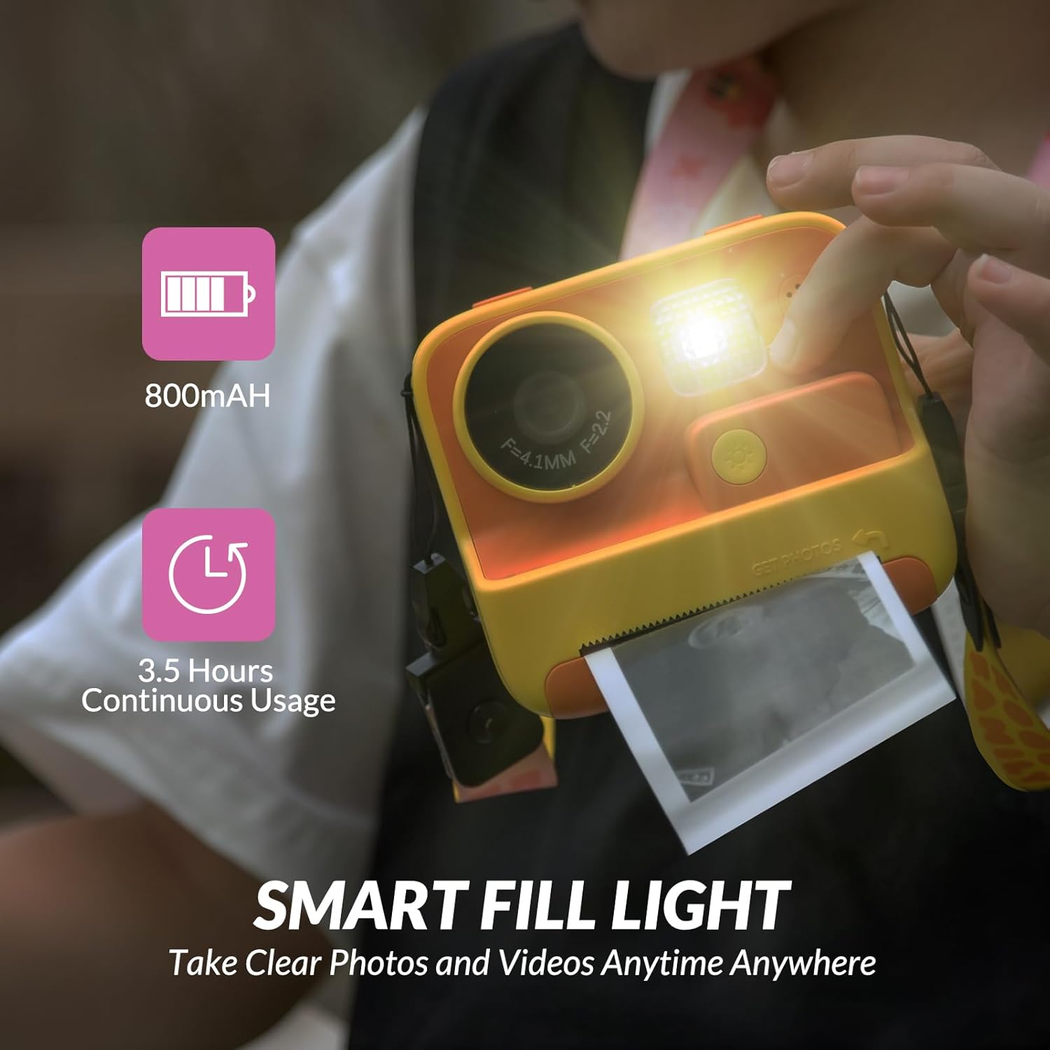 M.A&F's Kids Camera Instant Print, 48MP Digital Camera with Zero Ink, Selfie 1080P Video Camera with 32G TF Card, Toys Gifts for Girls Boys Aged 3-12 for Christmas/Birthday/Holiday (Orange)