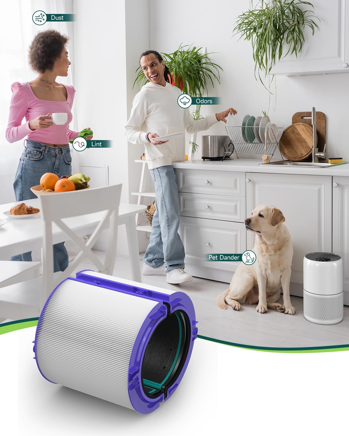 M.A&F's True HEPA Filter Replacement for Dyson TP04/HP04/DP04 Air Purifier, 360 Combi Glass Carbon Filter