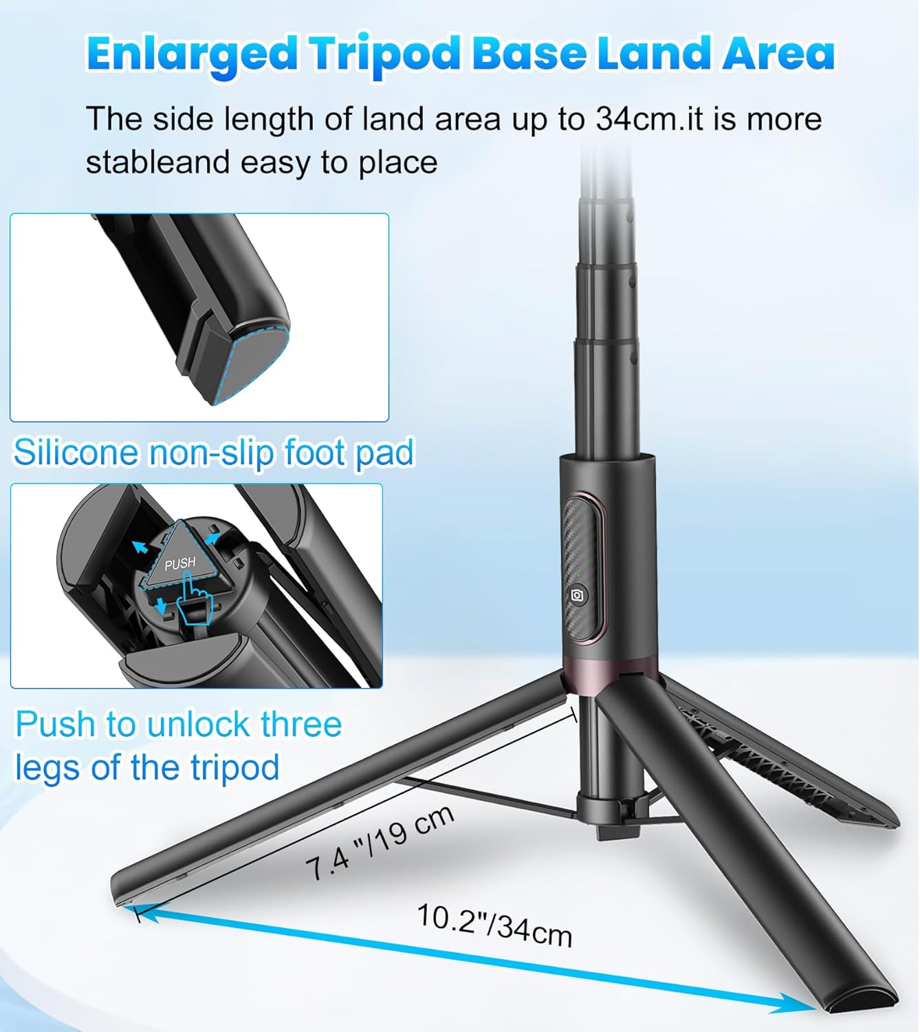 170cm Phone Tripod Selfie Stick, All-in-1 Phone Tripod Stand with Remote,Portable,Lightweight Tripod for for Selfies/Live/Video Recording/Travel-Black